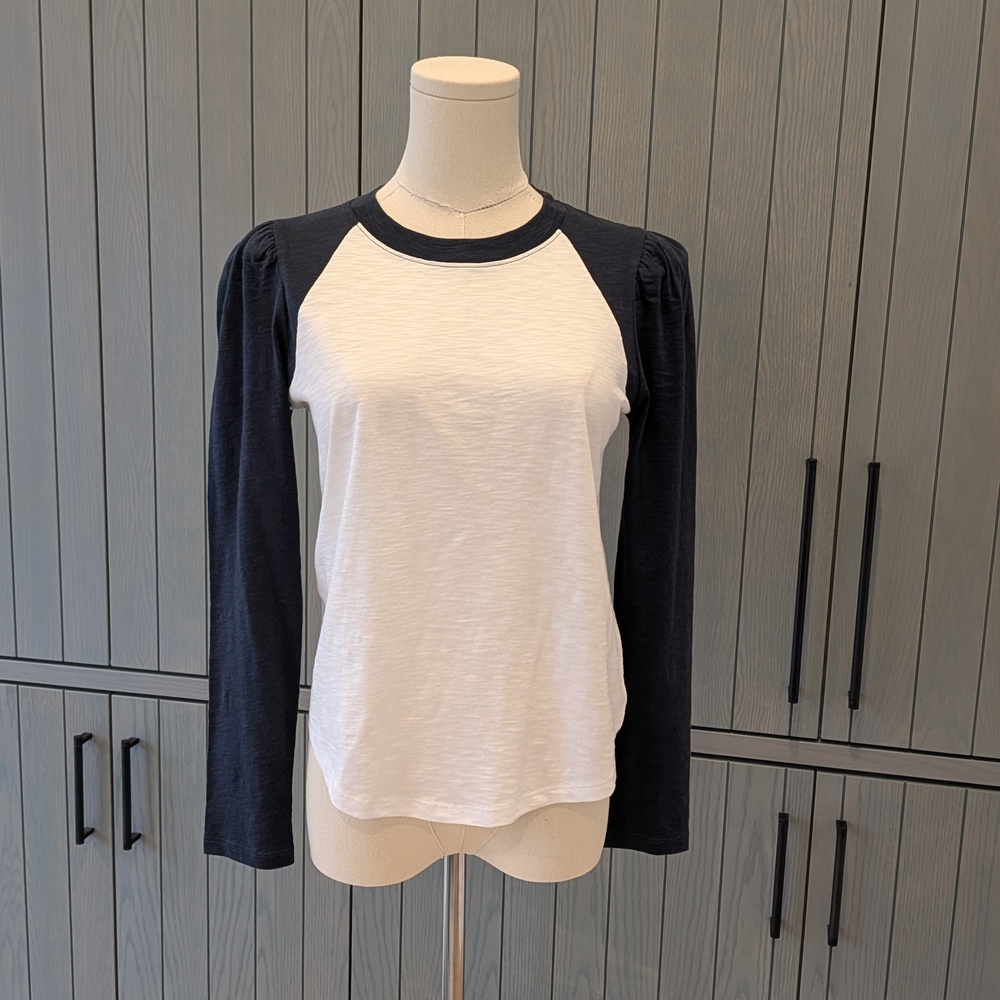 Veronica Beard White and Black Long Sleeve Top